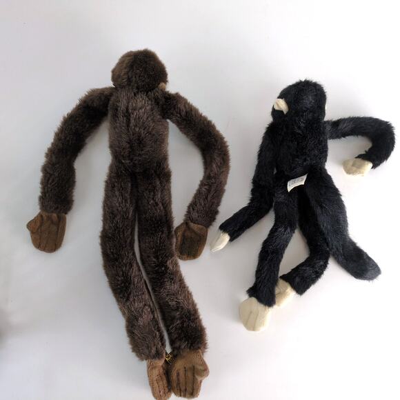 Set of 2 Hanging Monkey Stuffed Animal Plush Fiesta Black & Wild Republic Brown - Picture 4 of 7